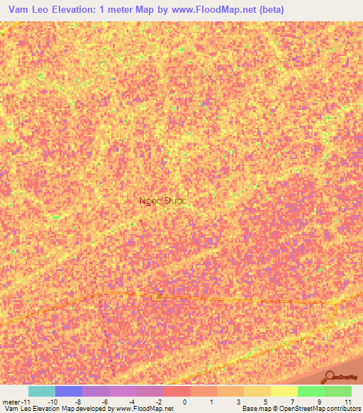 Vam Leo,Vietnam Elevation Map