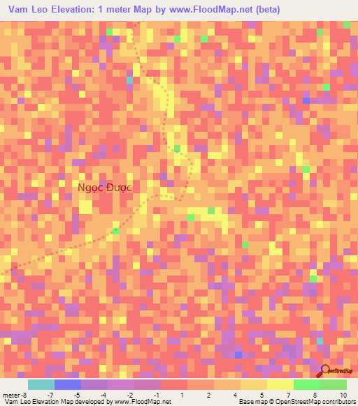 Vam Leo,Vietnam Elevation Map