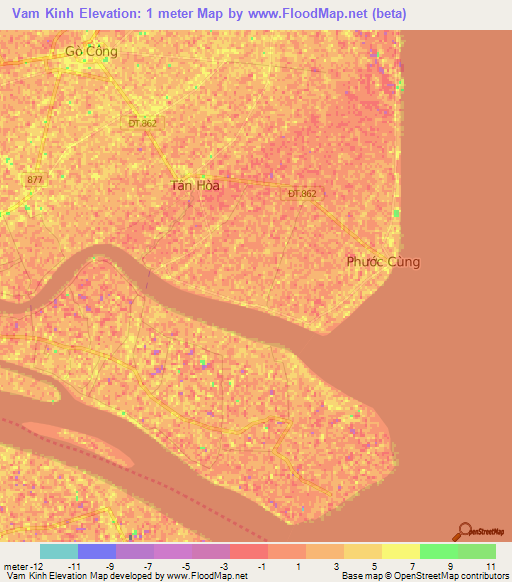 Vam Kinh,Vietnam Elevation Map