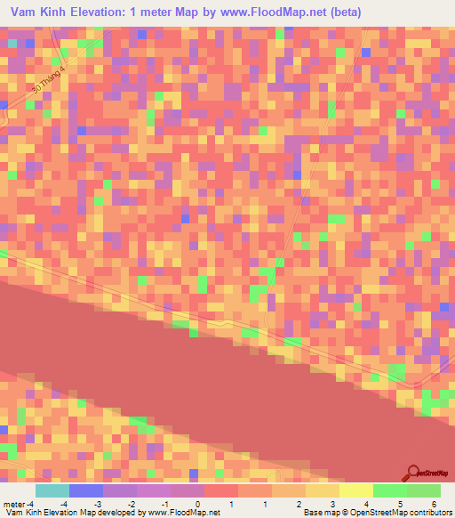 Vam Kinh,Vietnam Elevation Map