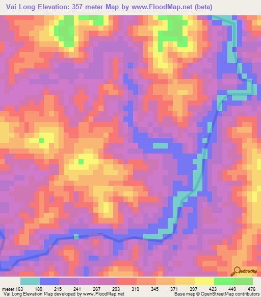 Vai Long,Vietnam Elevation Map