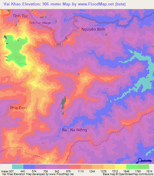 Vai Khao,Vietnam Elevation Map