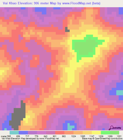 Vai Khao,Vietnam Elevation Map