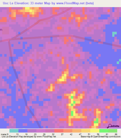 Uoc Le,Vietnam Elevation Map