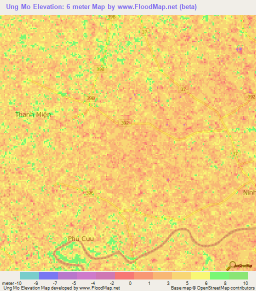 Ung Mo,Vietnam Elevation Map