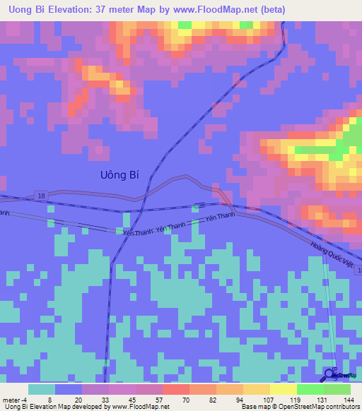 Uong Bi,Vietnam Elevation Map