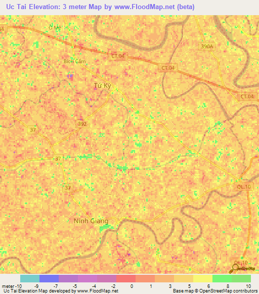 Uc Tai,Vietnam Elevation Map