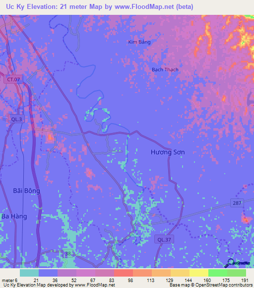 Uc Ky,Vietnam Elevation Map