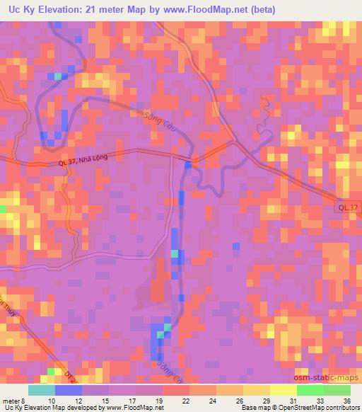 Uc Ky,Vietnam Elevation Map