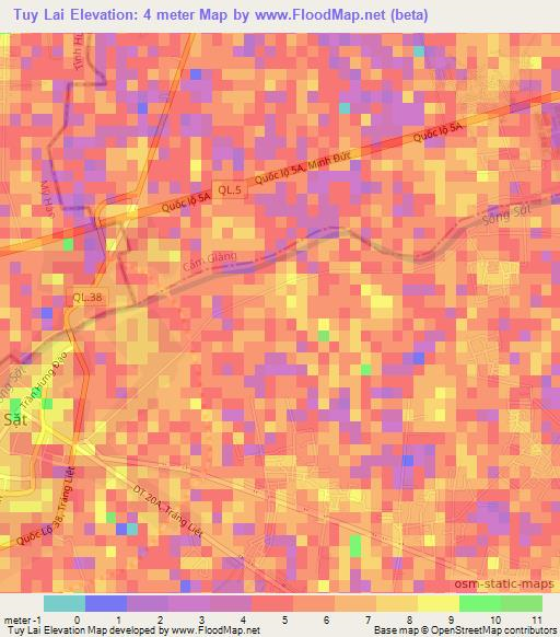 Tuy Lai,Vietnam Elevation Map