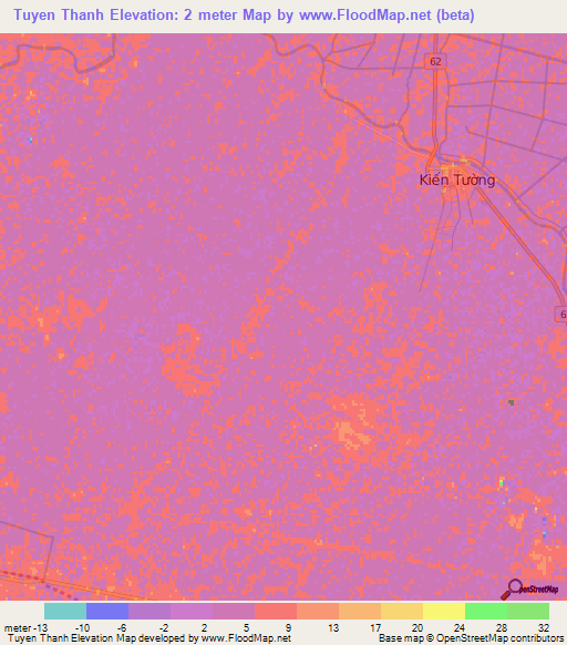 Tuyen Thanh,Vietnam Elevation Map