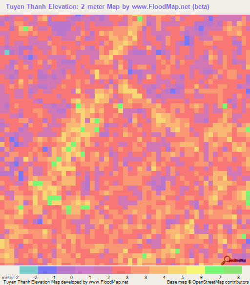 Tuyen Thanh,Vietnam Elevation Map