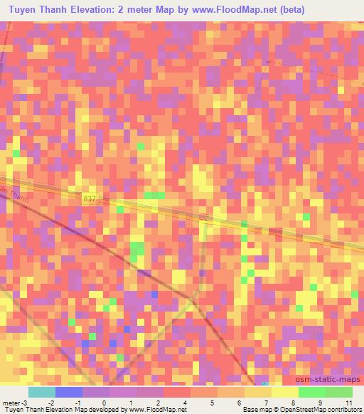 Tuyen Thanh,Vietnam Elevation Map