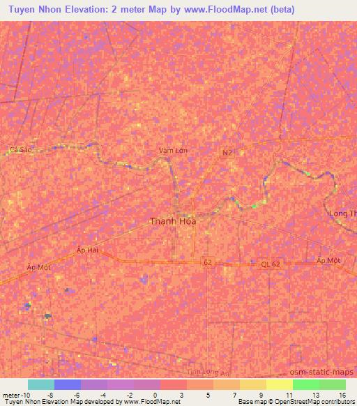 Tuyen Nhon,Vietnam Elevation Map