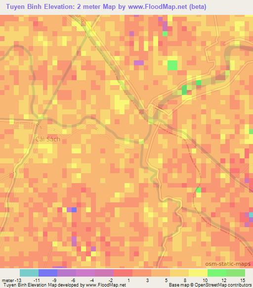 Tuyen Binh,Vietnam Elevation Map