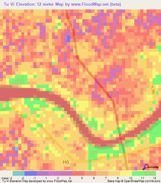 Tu Vi,Vietnam Elevation Map