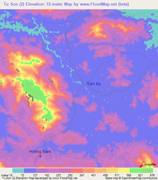 Tu Son (2),Vietnam Elevation Map