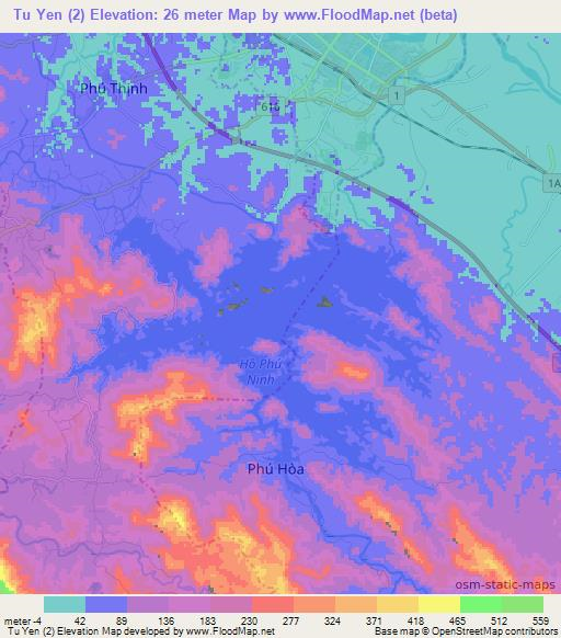 Tu Yen (2),Vietnam Elevation Map