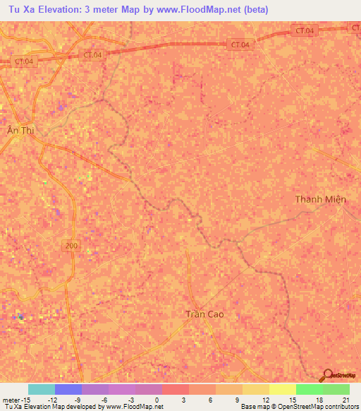 Tu Xa,Vietnam Elevation Map