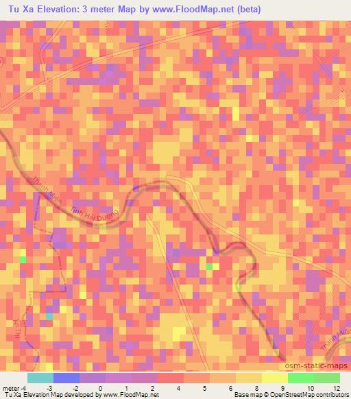 Tu Xa,Vietnam Elevation Map