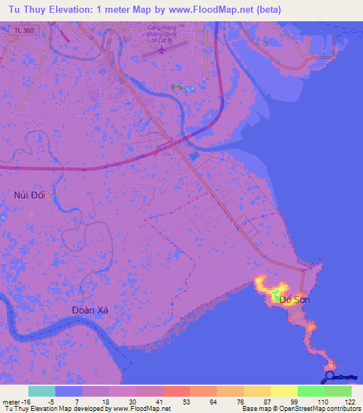 Tu Thuy,Vietnam Elevation Map