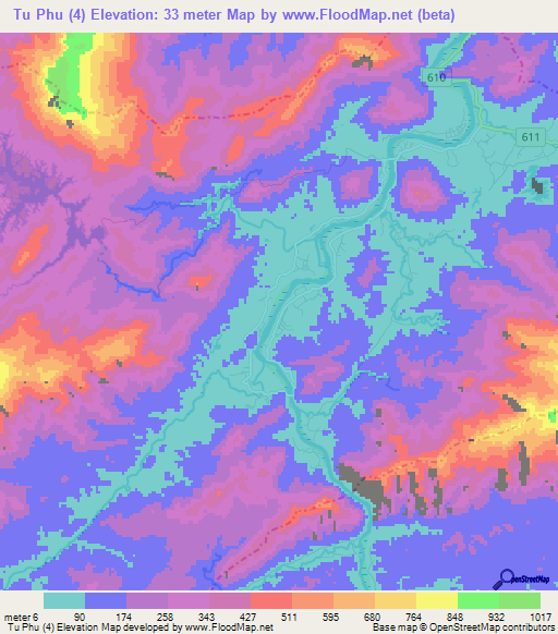 Tu Phu (4),Vietnam Elevation Map