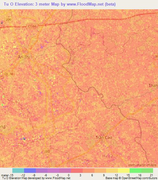 Tu O,Vietnam Elevation Map