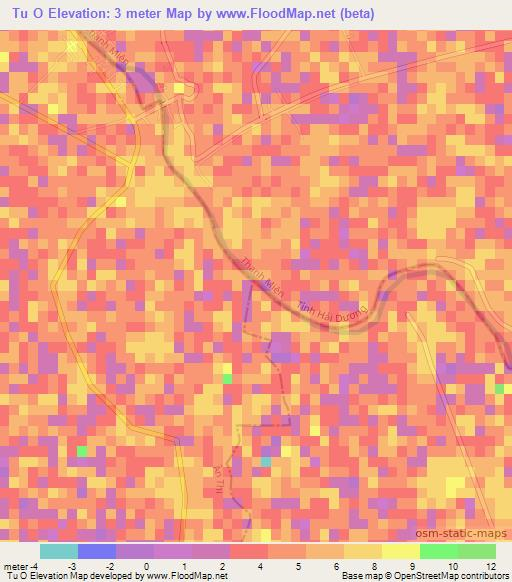 Tu O,Vietnam Elevation Map