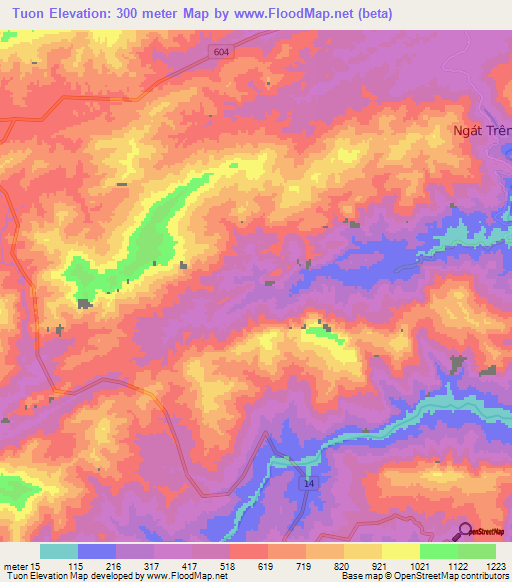 Tuon,Vietnam Elevation Map