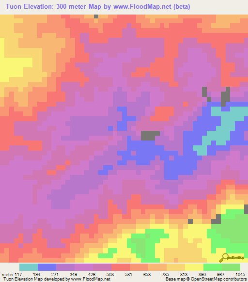 Tuon,Vietnam Elevation Map