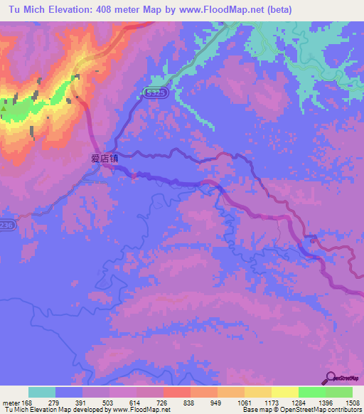 Tu Mich,Vietnam Elevation Map