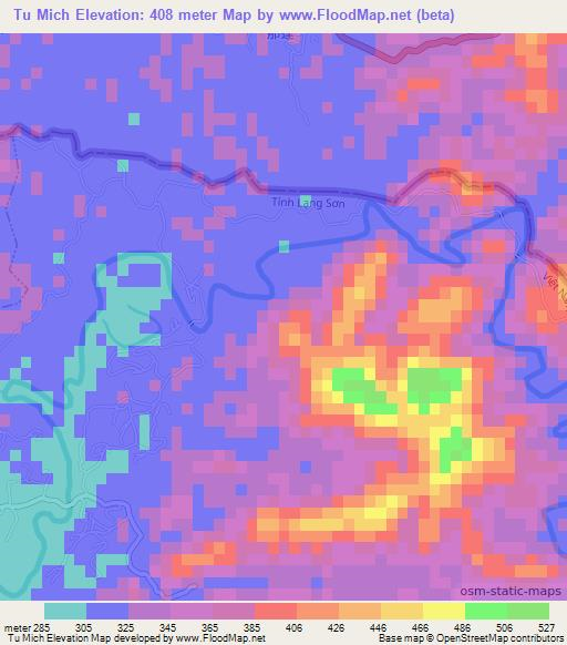 Tu Mich,Vietnam Elevation Map