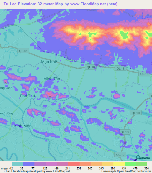 Tu Lac,Vietnam Elevation Map