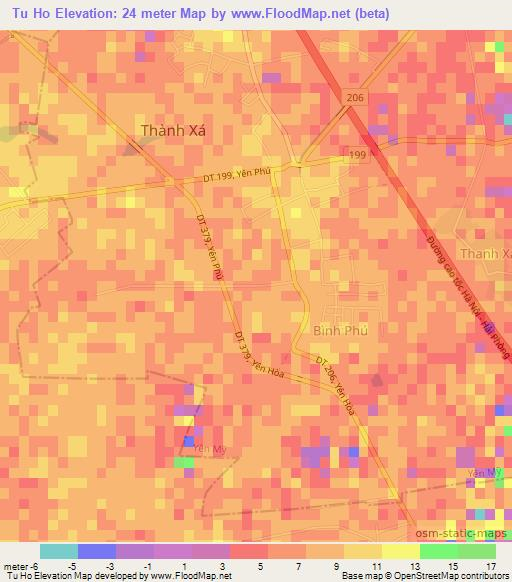Tu Ho,Vietnam Elevation Map