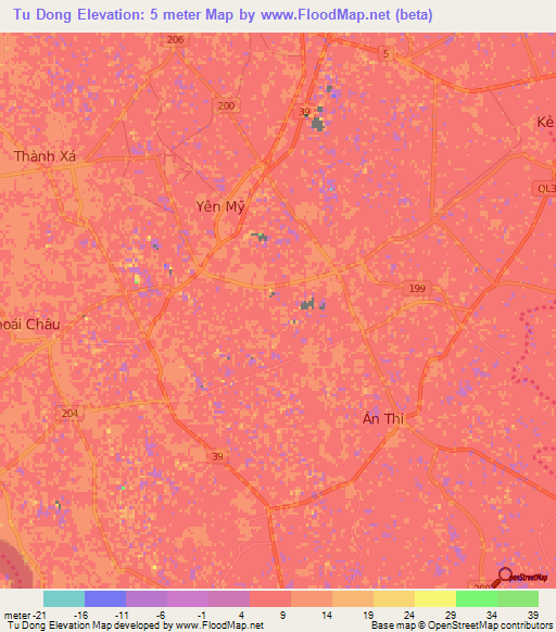 Tu Dong,Vietnam Elevation Map