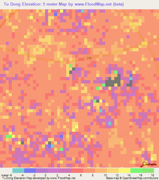 Tu Dong,Vietnam Elevation Map