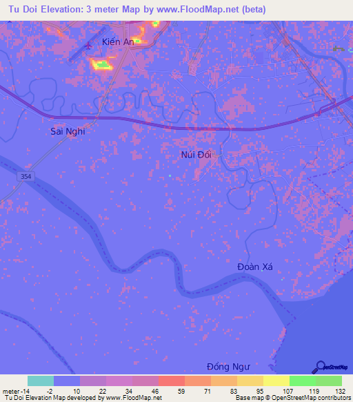 Tu Doi,Vietnam Elevation Map