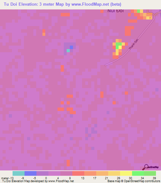 Tu Doi,Vietnam Elevation Map