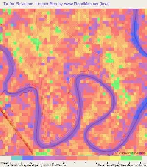 Tu Da,Vietnam Elevation Map