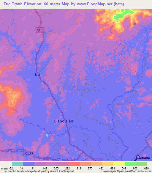 Tuc Tranh,Vietnam Elevation Map