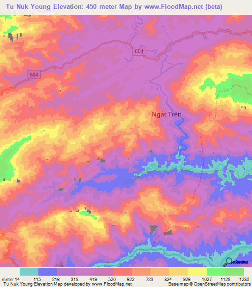 Tu Nuk Young,Vietnam Elevation Map