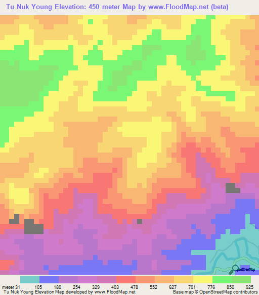 Tu Nuk Young,Vietnam Elevation Map