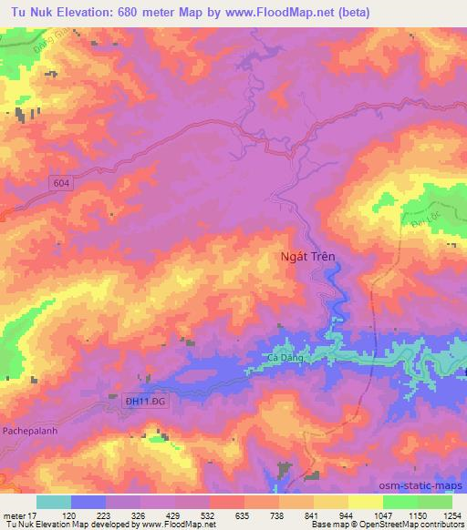 Tu Nuk,Vietnam Elevation Map