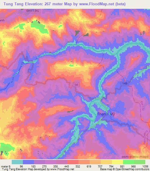 Tung Tang,Vietnam Elevation Map