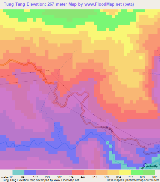 Tung Tang,Vietnam Elevation Map