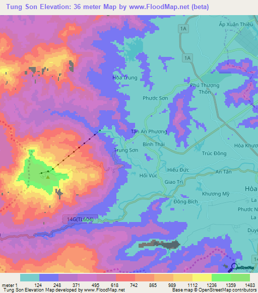 Tung Son,Vietnam Elevation Map