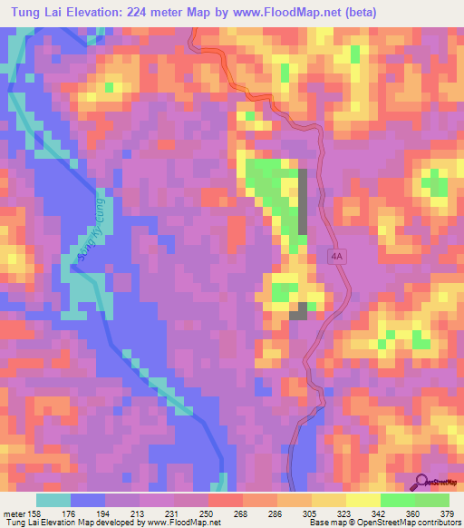 Tung Lai,Vietnam Elevation Map