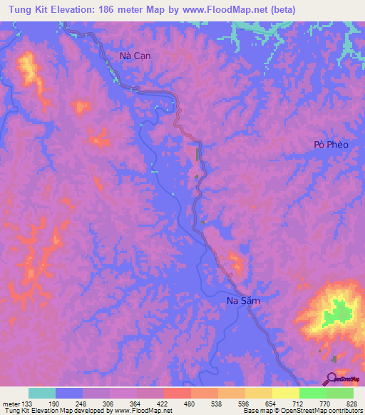 Tung Kit,Vietnam Elevation Map