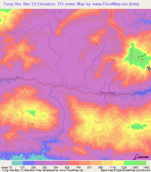 Tung Heo Bac (1),Vietnam Elevation Map