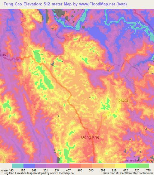 Tung Cao,Vietnam Elevation Map